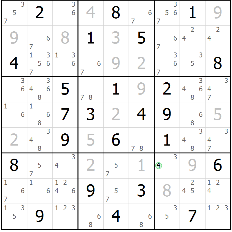 Position des candidats pour la solution de la Gr 23 page 26 du magazine de sudoku Maestro n° 100