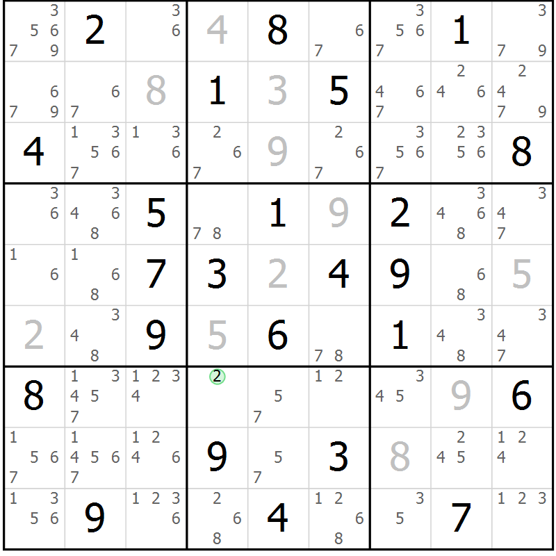Position des candidats pour la solution de la Gr 23 page 26 du magazine de sudoku Maestro n° 100