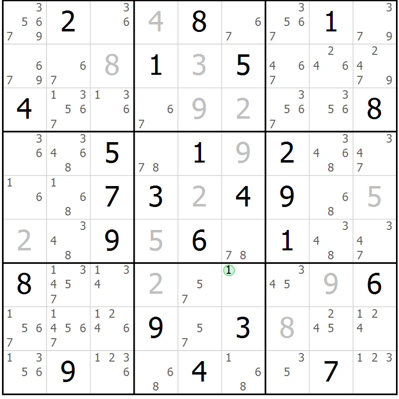 Position des candidats pour la solution de la Gr 23 page 26 du magazine de sudoku Maestro n° 100