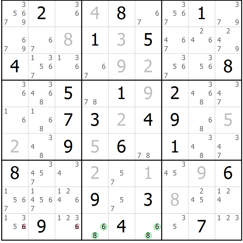 Position des candidats pour la solution de la Gr 23 page 26 du magazine de sudoku Maestro n° 100