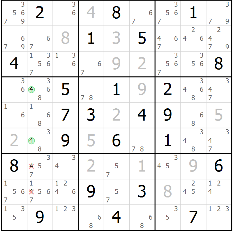 Position des candidats pour la solution de la Gr 23 page 26 du magazine de sudoku Maestro n° 100