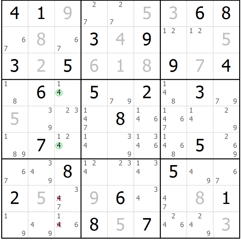 Position des candidats pour la solution de la Gr 24 page 27 du magazine de sudoku Maestro n° 100