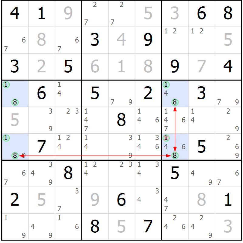 Position des candidats pour la solution de la Gr 24 page 27 du magazine de sudoku Maestro n° 100