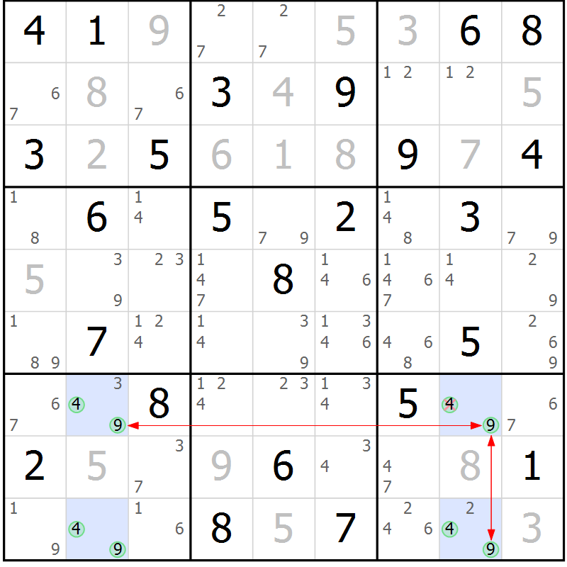 Position des candidats pour la solution de la Gr 24 page 27 du magazine de sudoku Maestro n° 100