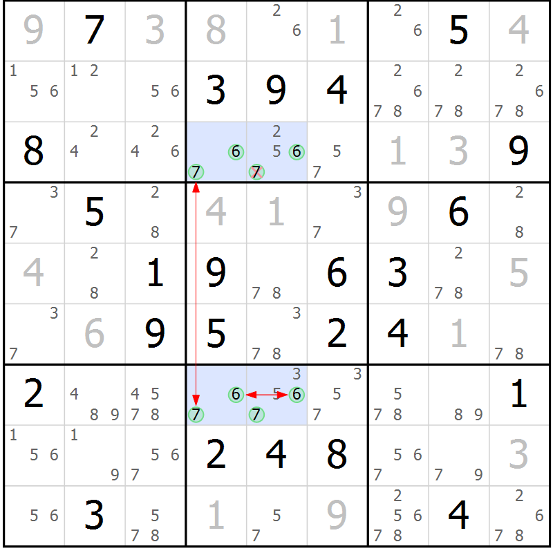Position des candidats pour la solution de la Gr 25 page 28 du magazine de sudoku Maestro n° 100
