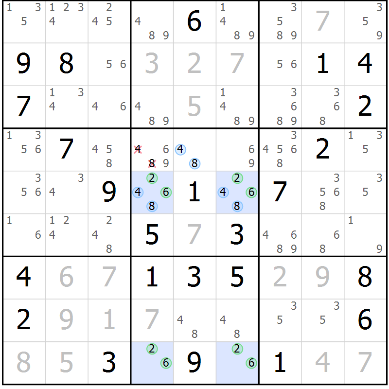 Position des candidats pour la solution de la Gr 26 page 29 du magazine de sudoku Maestro n° 100