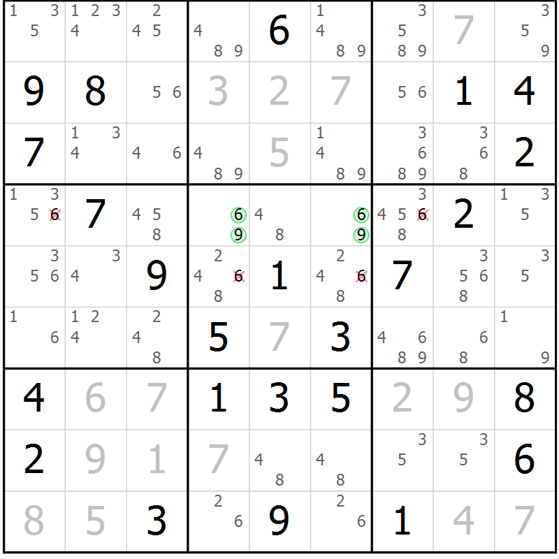 Position des candidats pour la solution de la Gr 26 page 29 du magazine de sudoku Maestro n° 100