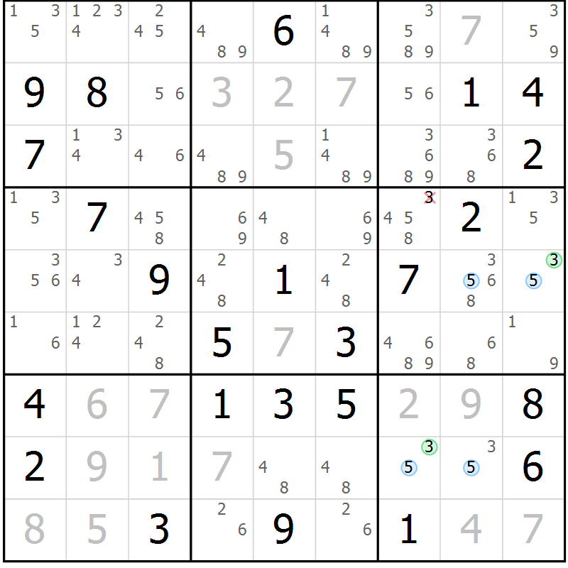 Position des candidats pour la solution de la Gr 26 page 29 du magazine de sudoku Maestro n° 100