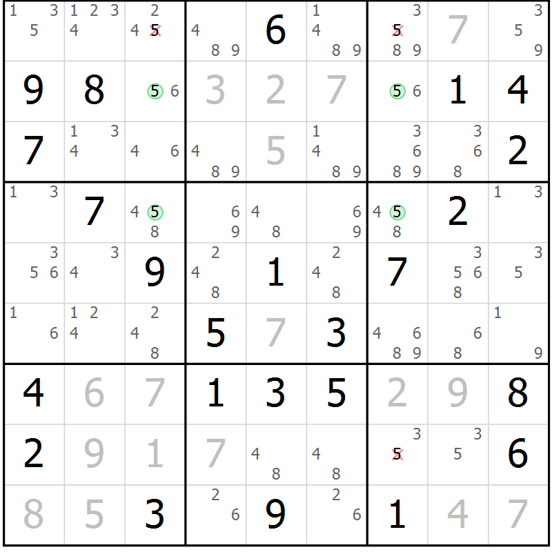 Position des candidats pour la solution de la Gr 26 page 29 du magazine de sudoku Maestro n° 100
