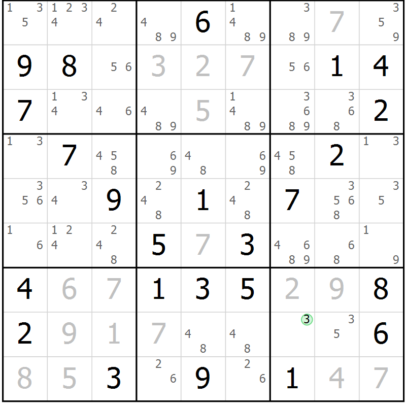 Position des candidats pour la solution de la Gr 26 page 29 du magazine de sudoku Maestro n° 100