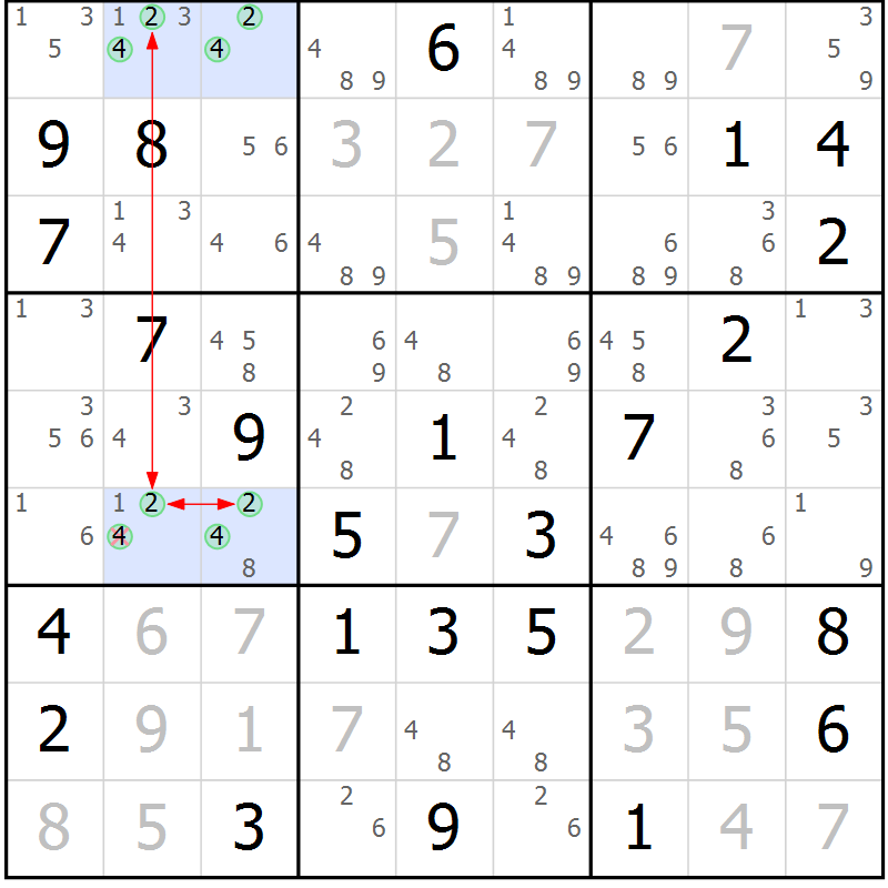 Position des candidats pour la solution de la Gr 26 page 29 du magazine de sudoku Maestro n° 100