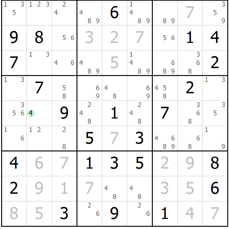 Position des candidats pour la solution de la Gr 26 page 29 du magazine de sudoku Maestro n° 100