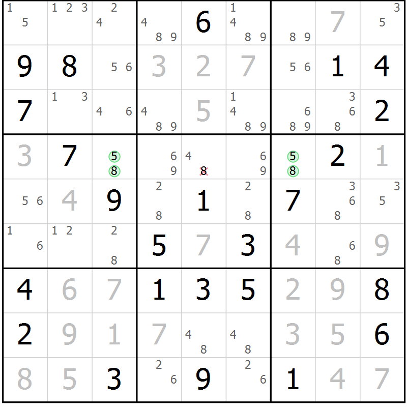 Position des candidats pour la solution de la Gr 26 page 29 du magazine de sudoku Maestro n° 100