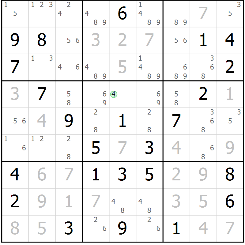 Position des candidats pour la solution de la Gr 26 page 29 du magazine de sudoku Maestro n° 100