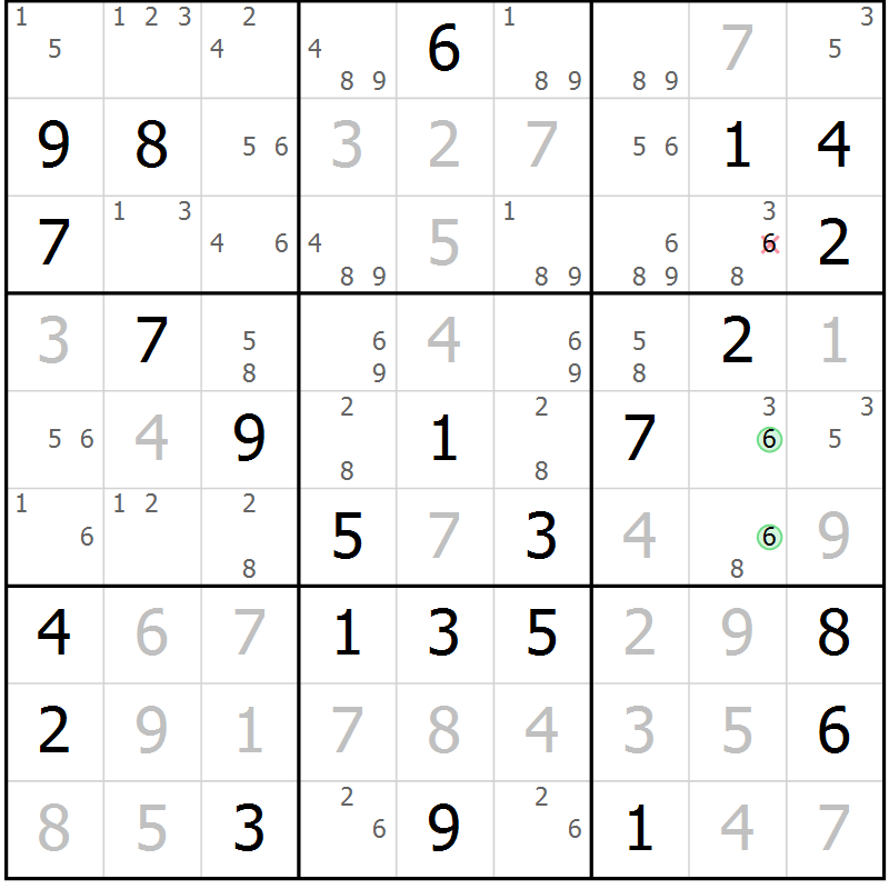 Position des candidats pour la solution de la Gr 26 page 29 du magazine de sudoku Maestro n° 100