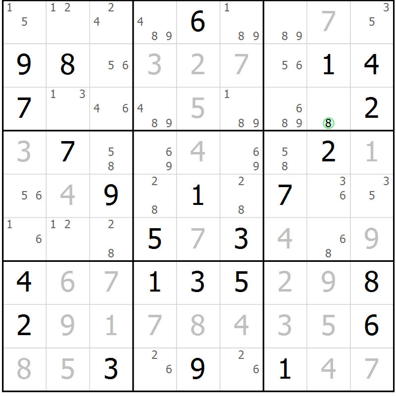 Position des candidats pour la solution de la Gr 26 page 29 du magazine de sudoku Maestro n° 100