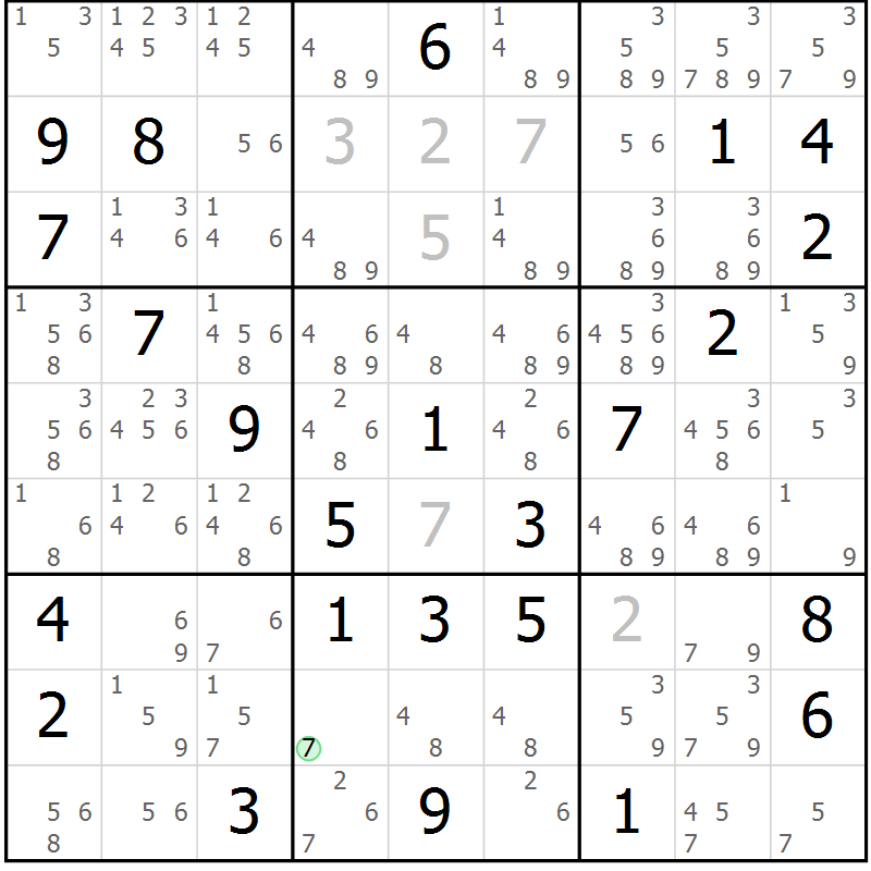 Position des candidats pour la solution de la Gr 26 page 29 du magazine de sudoku Maestro n° 100
