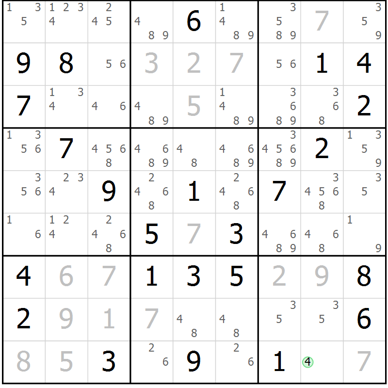Position des candidats pour la solution de la Gr 26 page 29 du magazine de sudoku Maestro n° 100