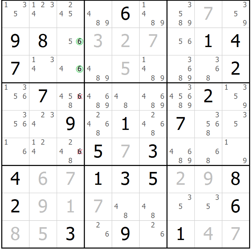 Position des candidats pour la solution de la Gr 26 page 29 du magazine de sudoku Maestro n° 100