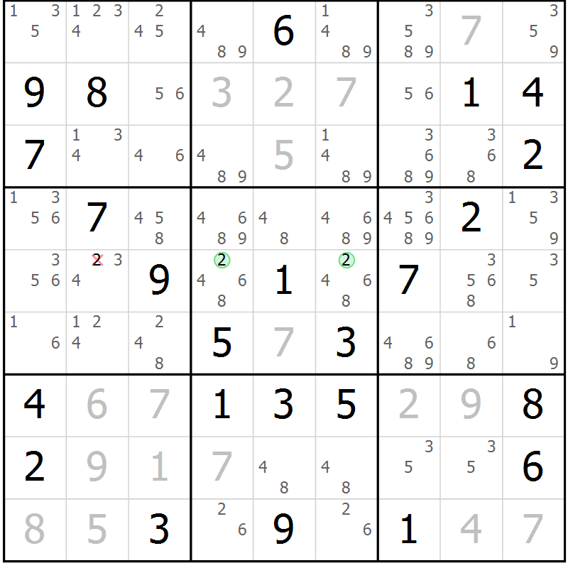 Position des candidats pour la solution de la Gr 26 page 29 du magazine de sudoku Maestro n° 100
