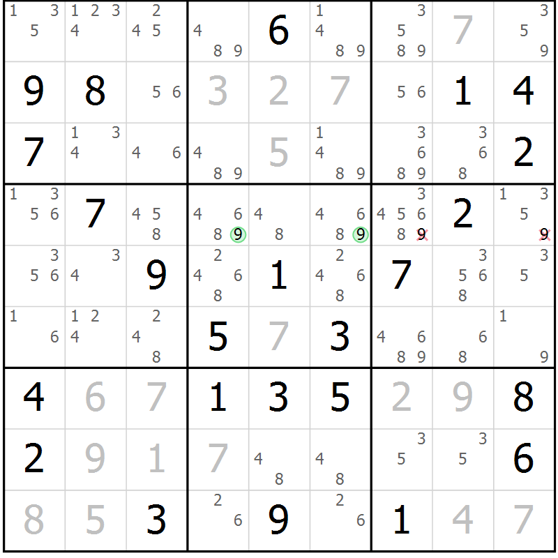 Position des candidats pour la solution de la Gr 26 page 29 du magazine de sudoku Maestro n° 100