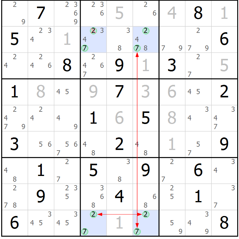 Position des candidats pour la solution de la Gr 27 page 30 du magazine de sudoku Maestro n° 100