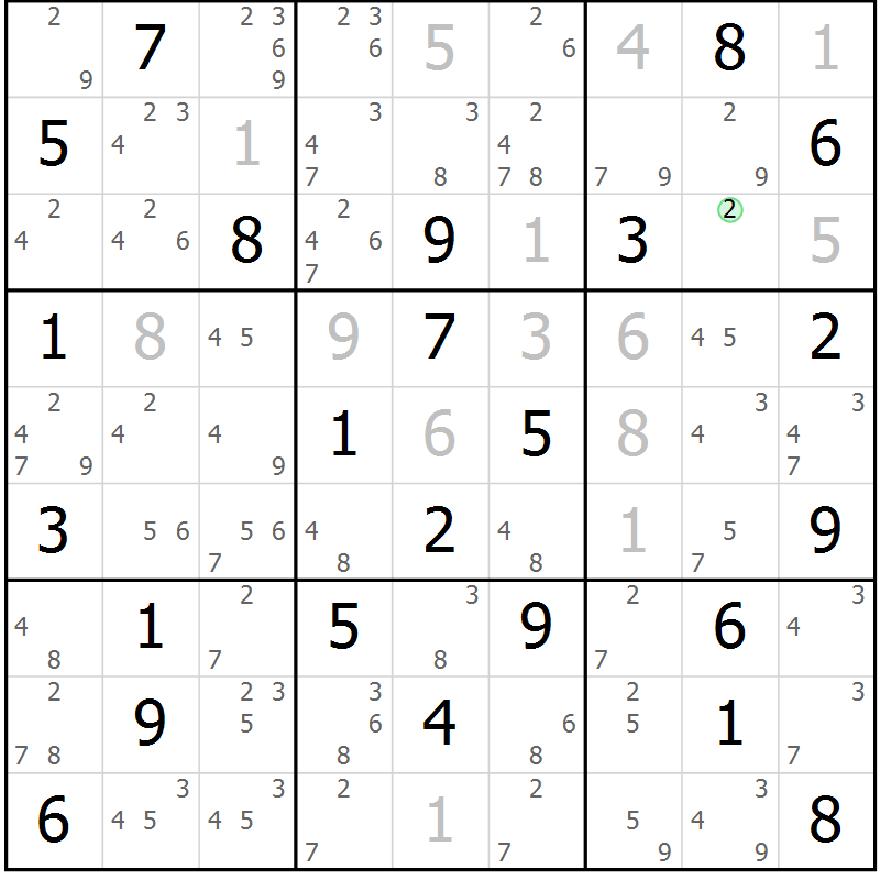 Position des candidats pour la solution de la Gr 27 page 30 du magazine de sudoku Maestro n° 100