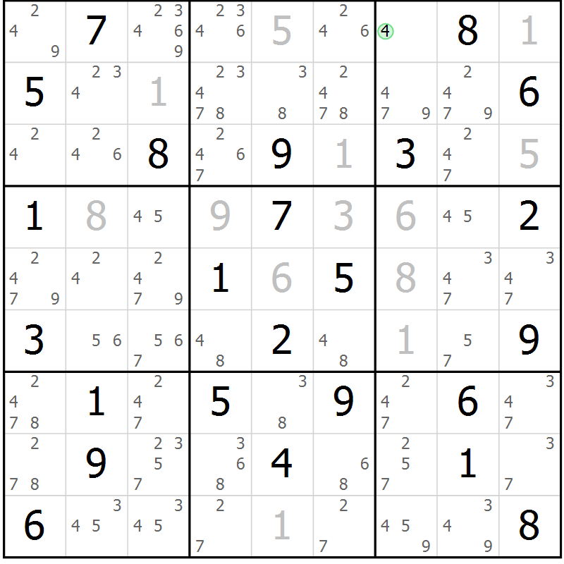 Position des candidats pour la solution de la Gr 27 page 30 du magazine de sudoku Maestro n° 100