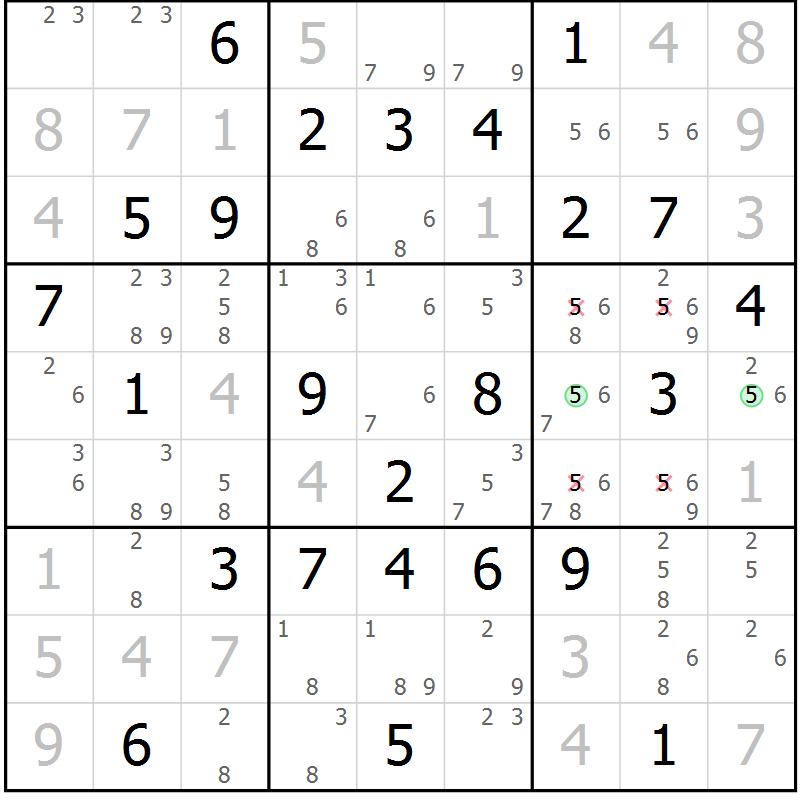 Position des candidats pour la solution de la Gr 28 page 31 du magazine de sudoku Maestro n° 100