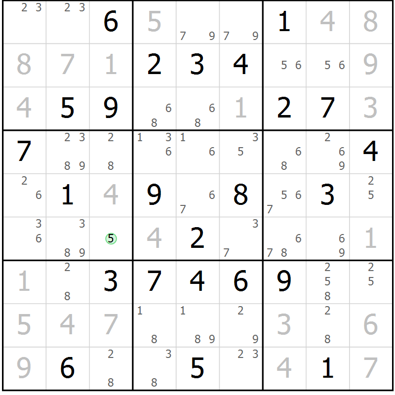 Position des candidats pour la solution de la Gr 28 page 31 du magazine de sudoku Maestro n° 100