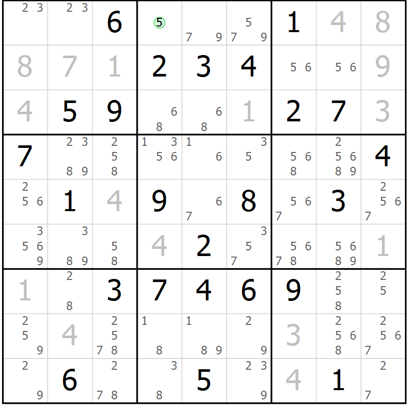 Position des candidats pour la solution de la Gr 28 page 31 du magazine de sudoku Maestro n° 100