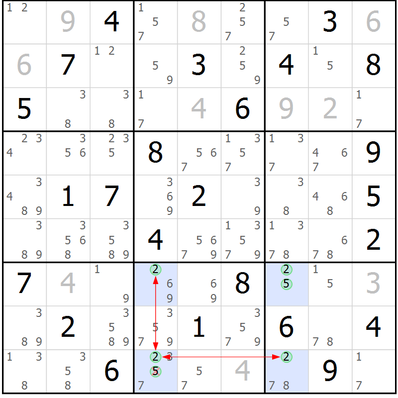 Position des candidats pour la solution de la Gr 30 page 33 du magazine de sudoku Maestro n° 100