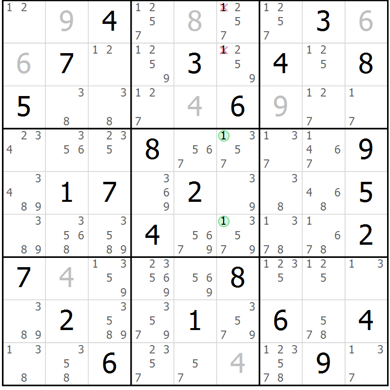 Position des candidats pour la solution de la Gr 30 page 33 du magazine de sudoku Maestro n° 100