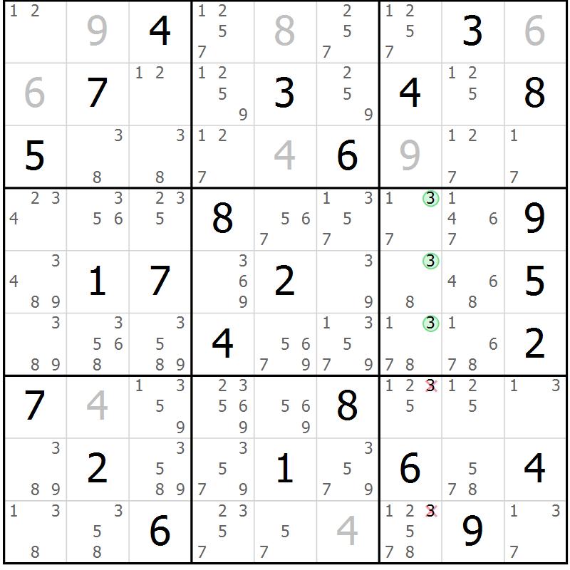 Position des candidats pour la solution de la Gr 30 page 33 du magazine de sudoku Maestro n° 100