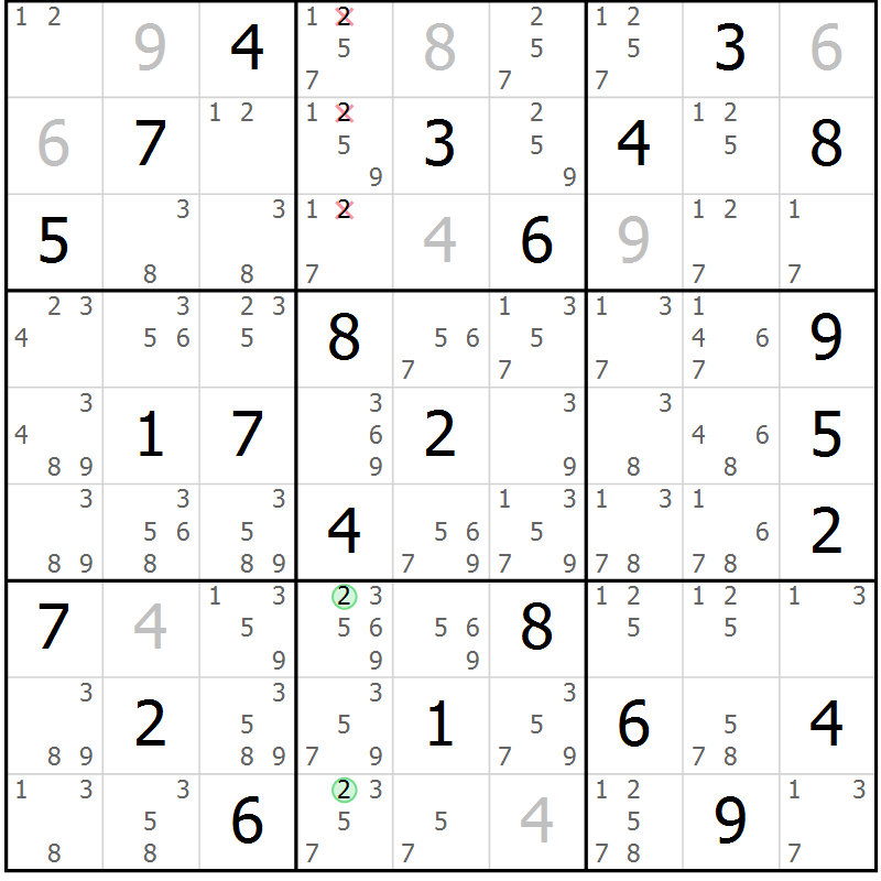 Position des candidats pour la solution de la Gr 30 page 33 du magazine de sudoku Maestro n° 100