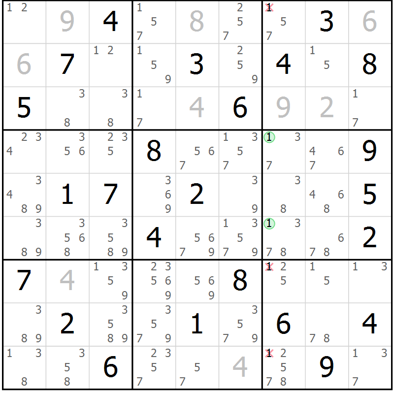 Position des candidats pour la solution de la Gr 30 page 33 du magazine de sudoku Maestro n° 100
