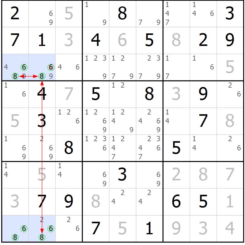 Position des candidats pour la solution de la Gr 31 page 34 du magazine de sudoku Maestro n° 100