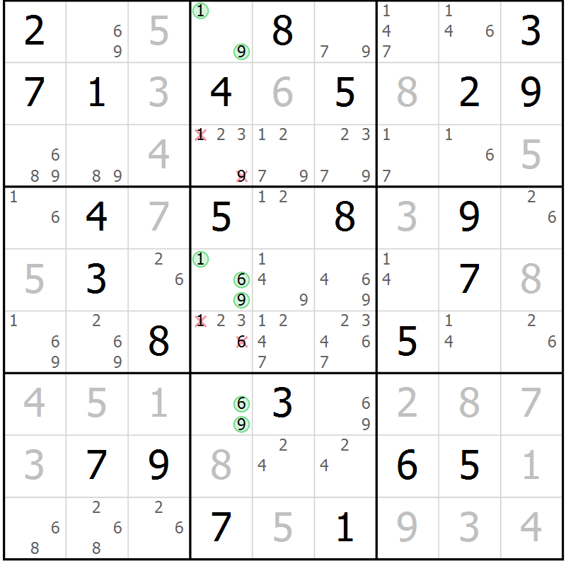 Position des candidats pour la solution de la Gr 31 page 34 du magazine de sudoku Maestro n° 100