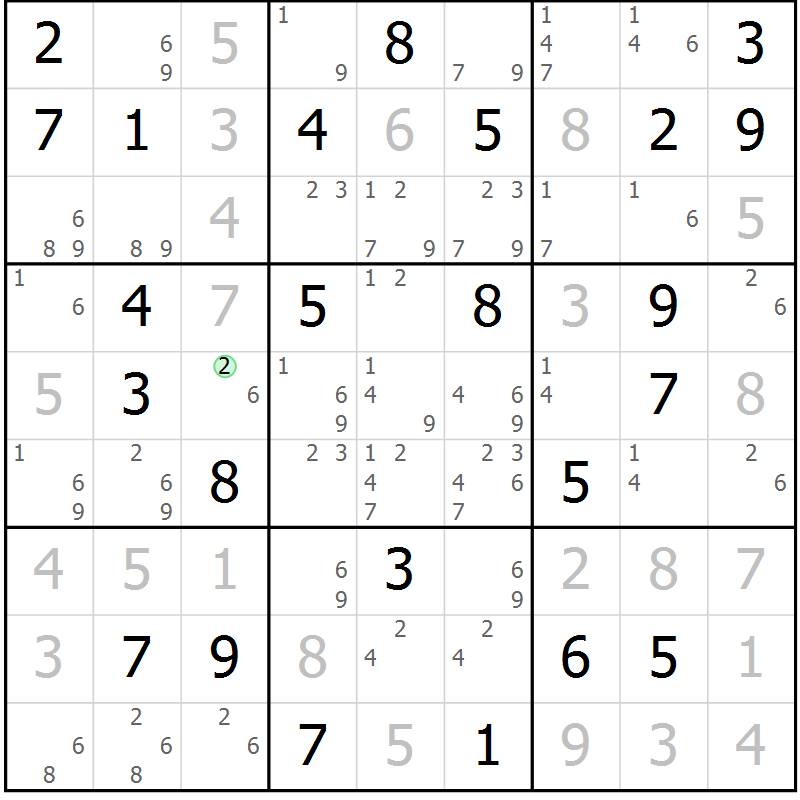 Position des candidats pour la solution de la Gr 31 page 34 du magazine de sudoku Maestro n° 100