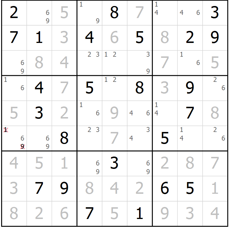 Position des candidats pour la solution de la Gr 31 page 34 du magazine de sudoku Maestro n° 100