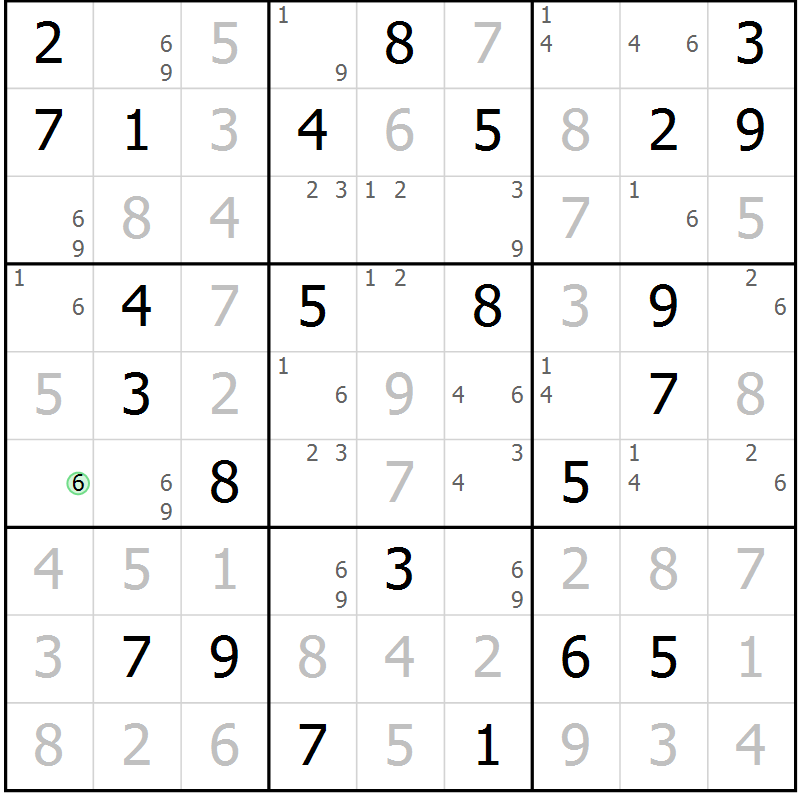 Position des candidats pour la solution de la Gr 31 page 34 du magazine de sudoku Maestro n° 100
