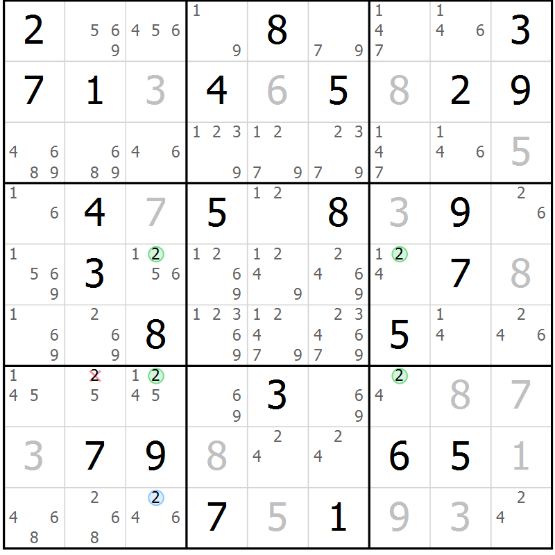 Position des candidats pour la solution de la Gr 31 page 34 du magazine de sudoku Maestro n° 100