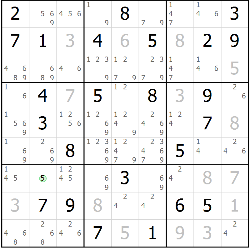 Position des candidats pour la solution de la Gr 31 page 34 du magazine de sudoku Maestro n° 100