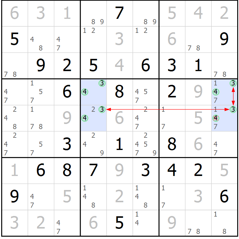 Position des candidats pour la solution de la Gr 32 page 35 du magazine de sudoku Maestro n° 100