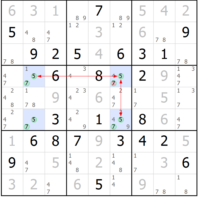 Position des candidats pour la solution de la Gr 32 page 35 du magazine de sudoku Maestro n° 100