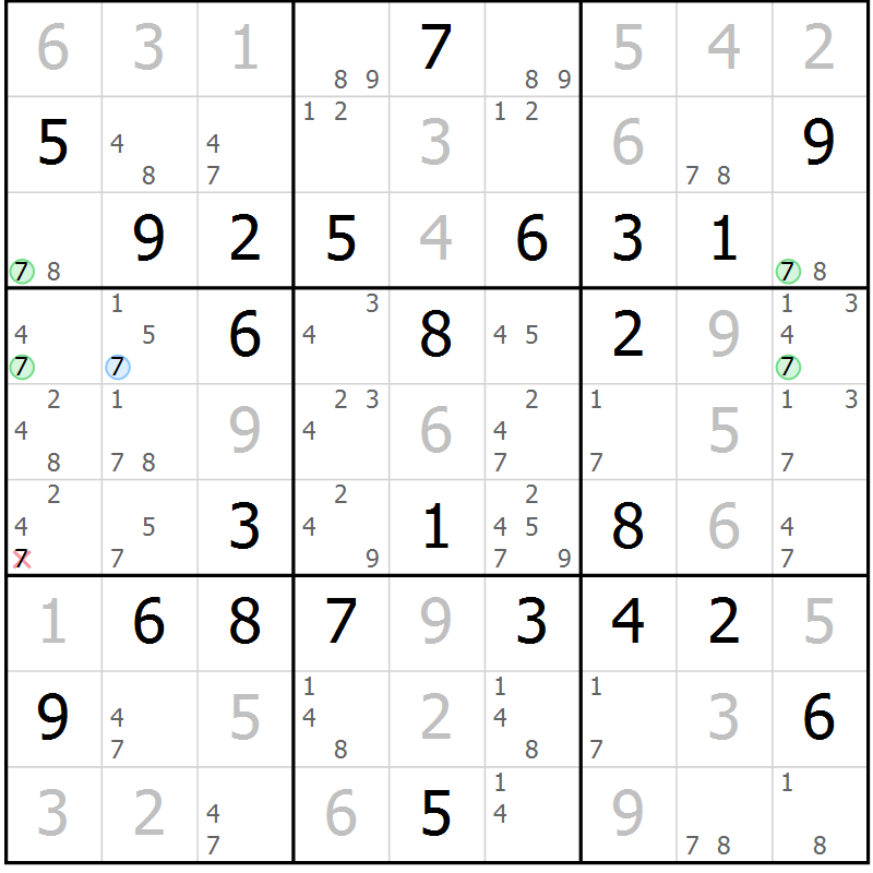 Position des candidats pour la solution de la Gr 32 page 35 du magazine de sudoku Maestro n° 100