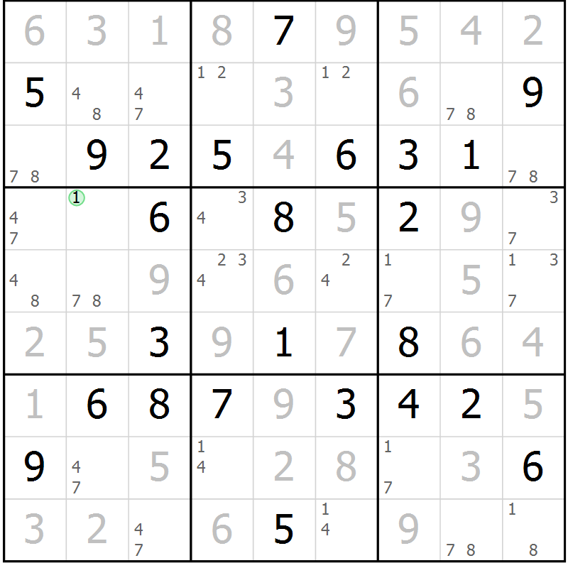 Position des candidats pour la solution de la Gr 32 page 35 du magazine de sudoku Maestro n° 100