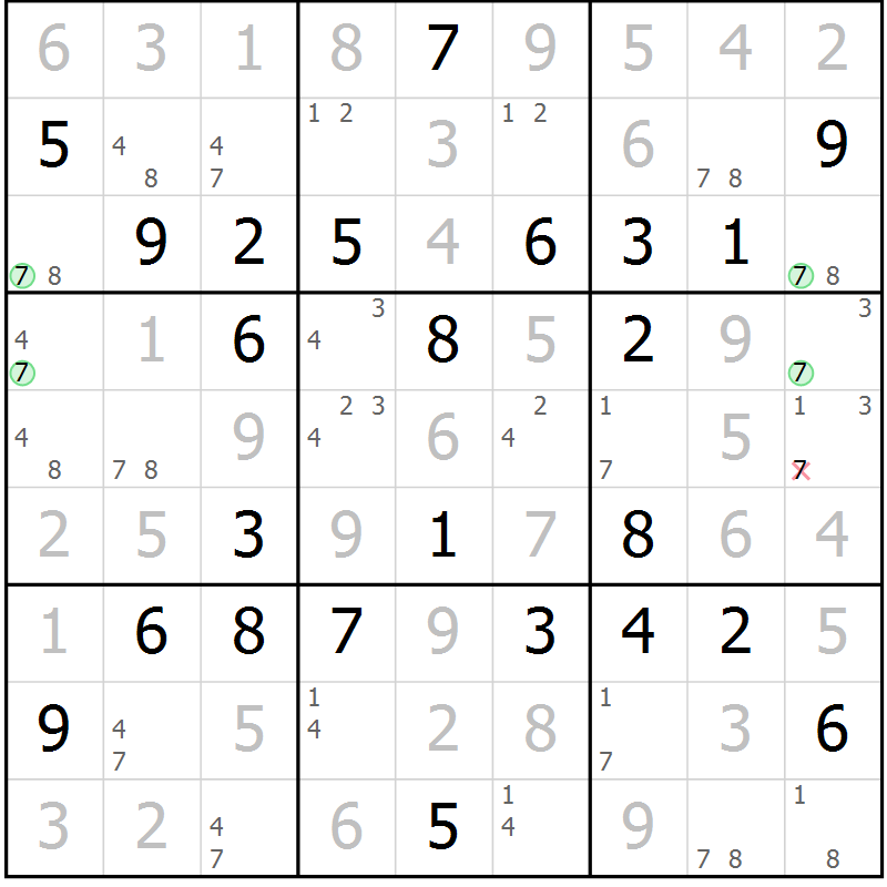 Position des candidats pour la solution de la Gr 32 page 35 du magazine de sudoku Maestro n° 100