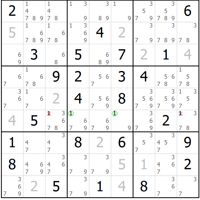 Position des candidats pour la solution de la Gr 34 page 37 du magazine de sudoku Maestro n° 100