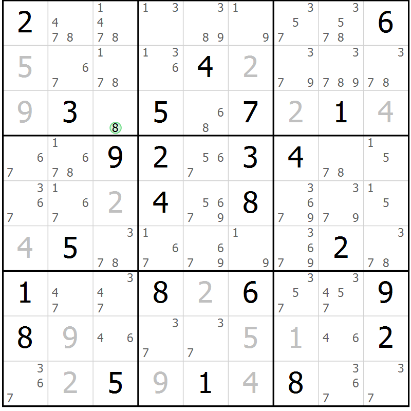 Position des candidats pour la solution de la Gr 34 page 37 du magazine de sudoku Maestro n° 100